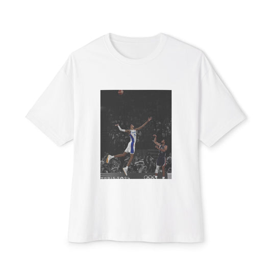 Steph Curry Shooting Over Victor Wembanyama Boxy Tee