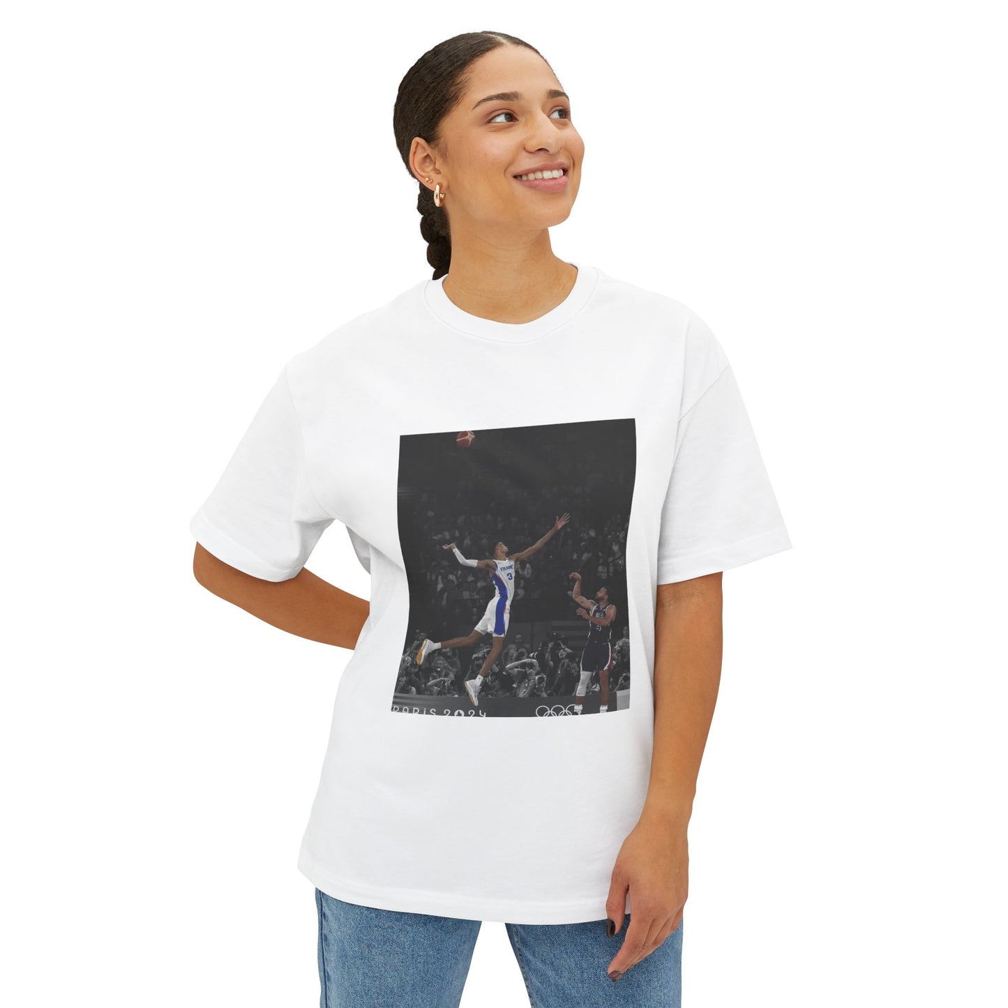 Steph Curry Shooting Over Victor Wembanyama Boxy Tee